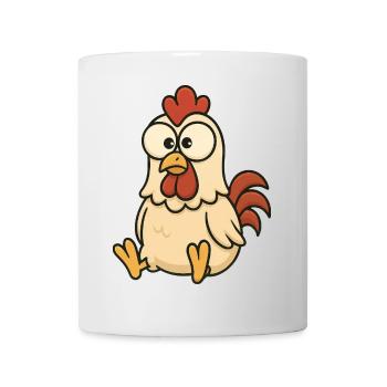 Süßes verwirrtes Huhn Cartoon mit Kulleraugen  - Tasse - Weiß - Vorne