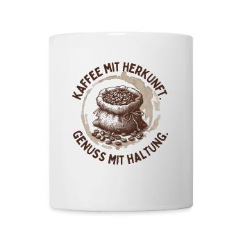 Coffee with origin – enjoyment with attitude - Mug - white - Front