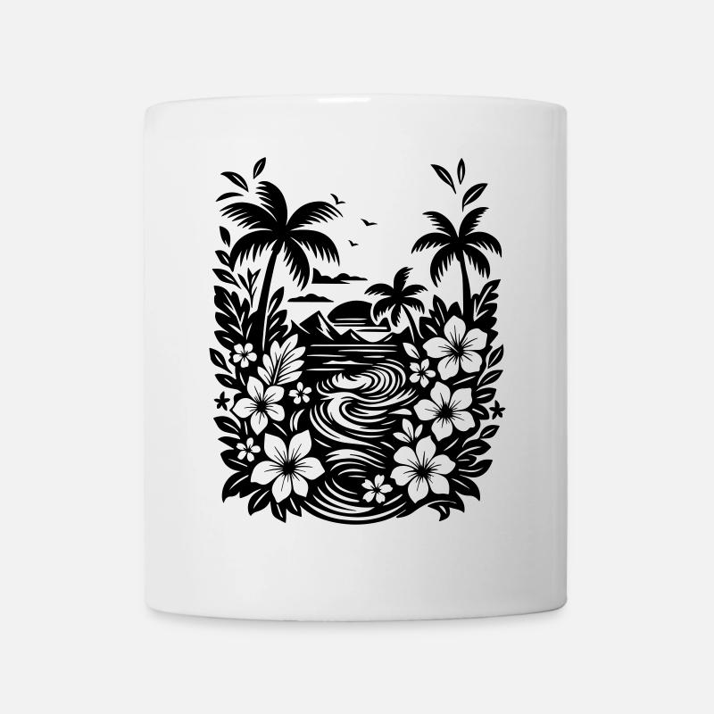 Holidays Beach and Palm Trees - Mug - white