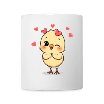 Poussin câlin avec accessoires de cœur - Mug blanc - blanc - Devant