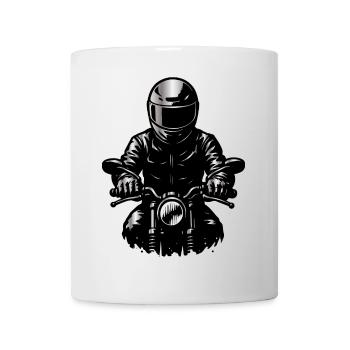 Motorradfahrer im Helm – Frontansicht Illustration - Tasse - Weiß - Vorne