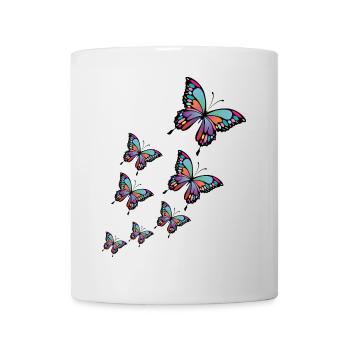 Bunte Schmetterlinge. - Tasse - Weiß - Vorne