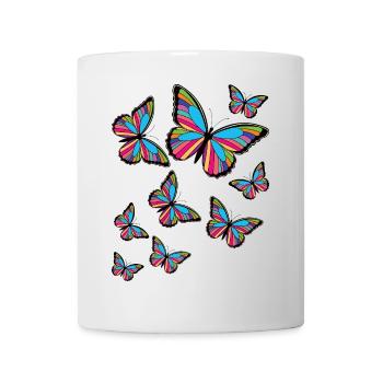 Bunte Schmetterlinge. - Tasse - Weiß - Vorne