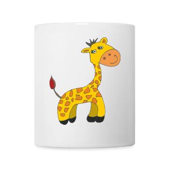 Charming Giraffe Caricature on Plush - Mug - white - Front