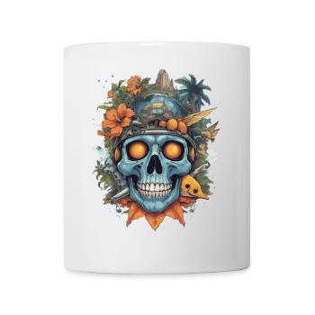 Futuristic skull with nature motifs - Mug - white - Front