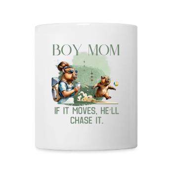 Boy Mom – If It Moves, He'll Chase It - Mug - white - Front