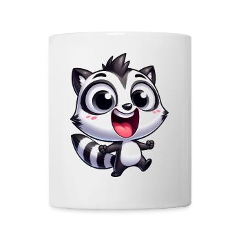 Kawaii Raccoon Cartoon Joy Cute Fun Kids - Mug - white - Front