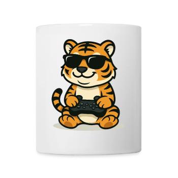 Chilliger Gamer-Tiger - Tasse - Weiß - Vorne