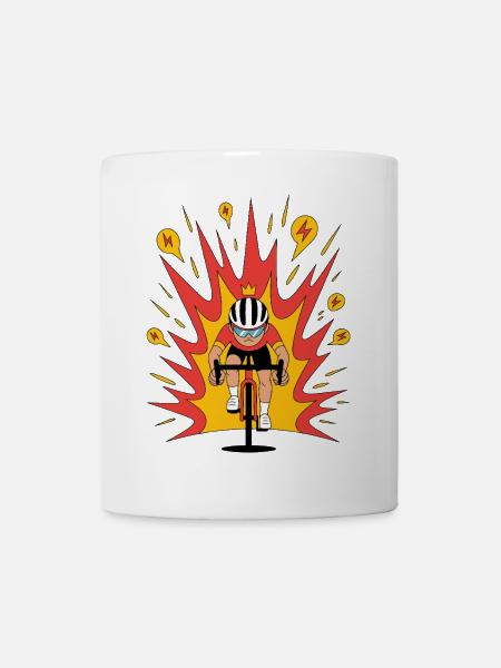 Angriffsmodus Radfahrer Krone Karikatur - Tasse - Weiß