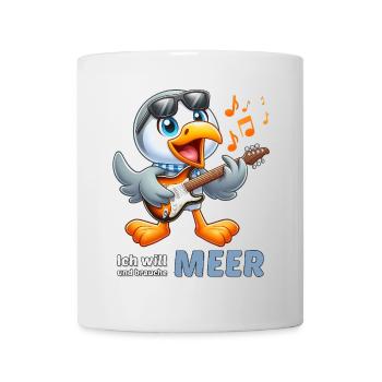 Cheerful seabird with guitar - Mug - white - Front