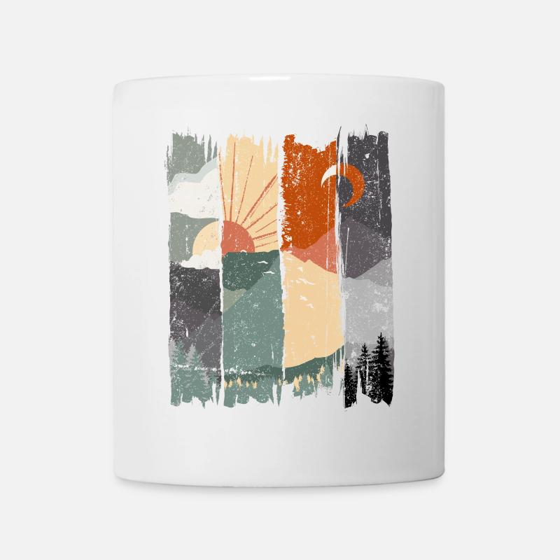 Illustration abstraite de paysage de coucher de soleil - Mug blanc - blanc