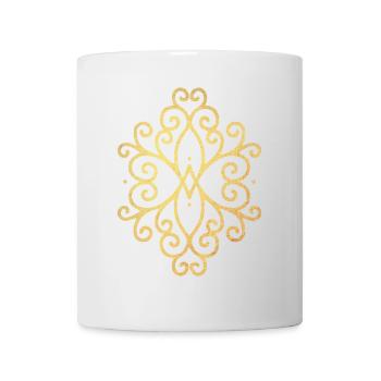 Gold Ornament spirituell Indien Deko om Namaste - Tasse - Weiß - Vorne