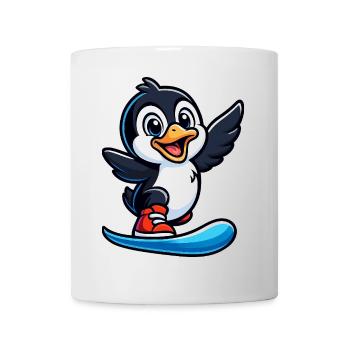 Cooler Pinguin Surfer bei der Pool Party - Tasse - Weiß - Vorne