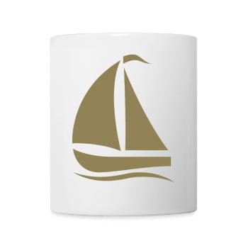 Minimalistische Segelboot Silhouette Nordsee  - Tasse - Weiß - Vorne