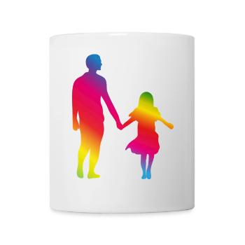 Vater und Tochter Hand in Hand - Tasse - Weiß - Vorne