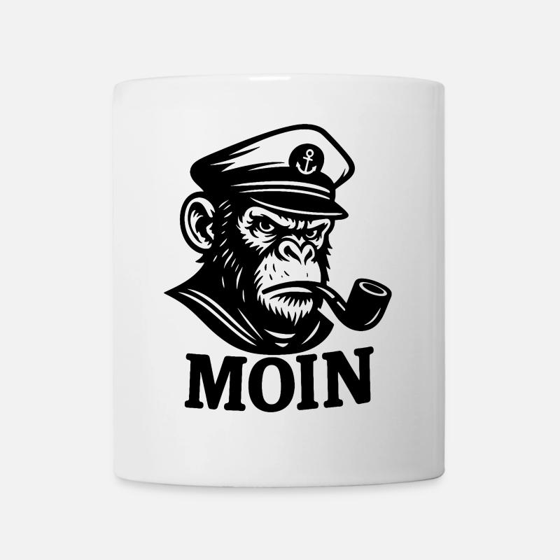Captain Monkey with Whistle MOIN Design - Mug - white