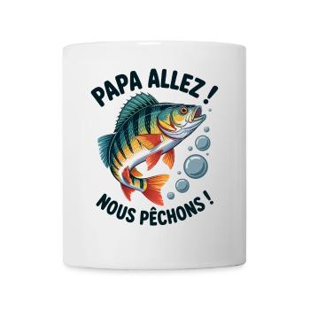 Papa allez! Nous pêchons ! Perche sautante - Mug blanc - blanc - Devant