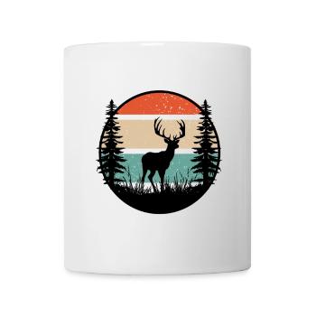 Hirsch Retro Silhouette in der Natur - Tasse - Weiß - Vorne