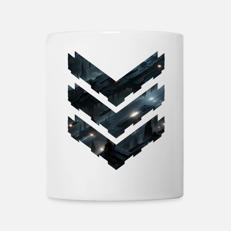 Futuristic Sci-Fi Space Station Layers – Dark City - Mug - white