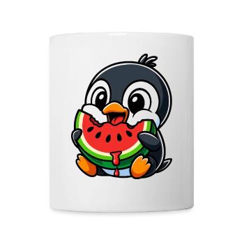 Cute Penguin Melon Summer Cartoon Funny Fruit - Mug - white - Front