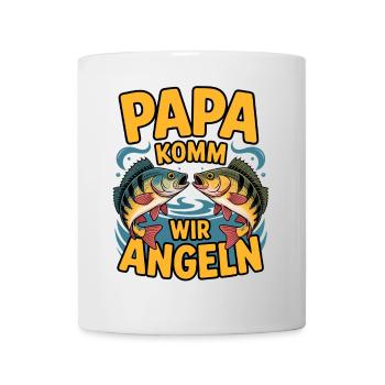 Papa komm wir angeln! Angelabenteuer mit Papa - Tasse - Weiß - Vorne