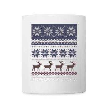 Winter Reindeer and Snowflakes Pattern - Mug - white - Front