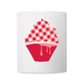 Cupcake stylisé avec garniture à carreaux - Mug blanc - blanc - Devant