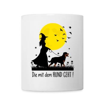 Die mit dem Rottweiler geht ! - Tasse - Weiß - Vorne