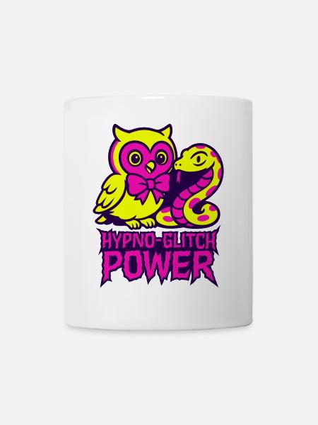 Hypno Glitch Owl and Snake - Tasse - Weiß