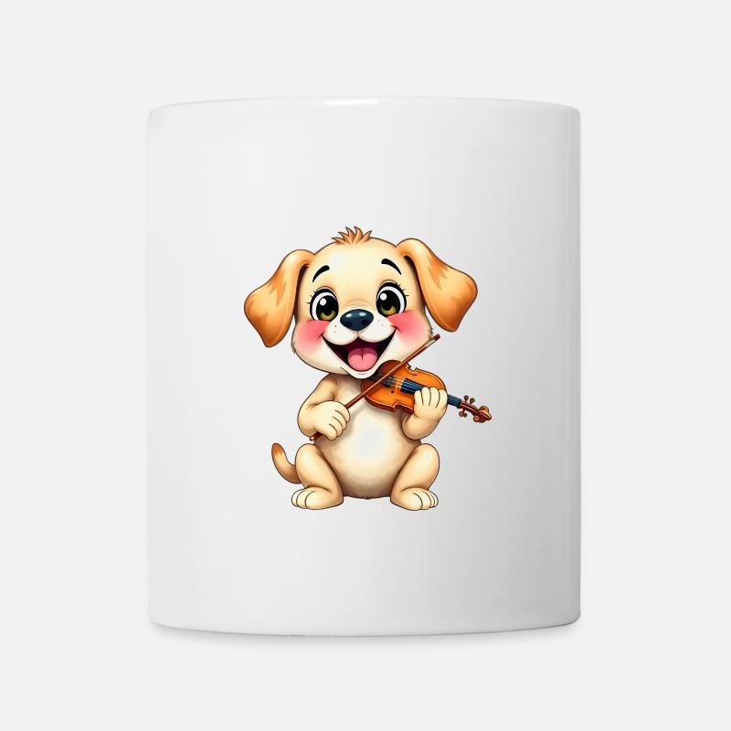 Chiot jouant du violon - Mug blanc - blanc