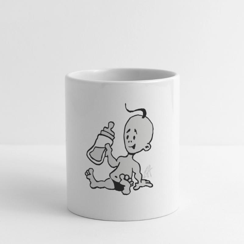 Bébé avec une bouteille de lait Mug blanc