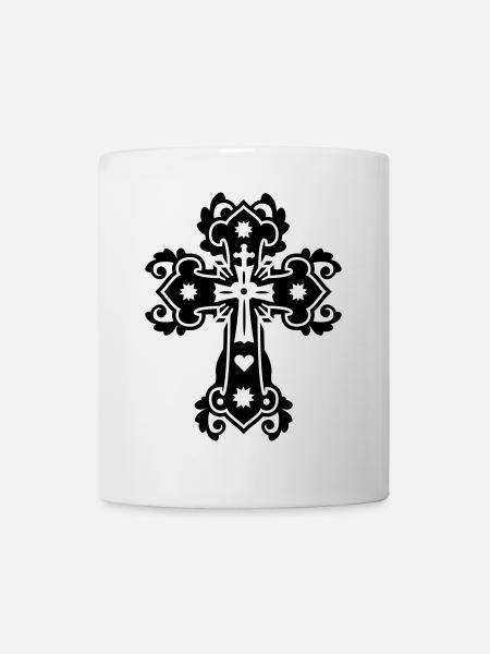 gothique croix religieuse croix - Mug blanc - blanc