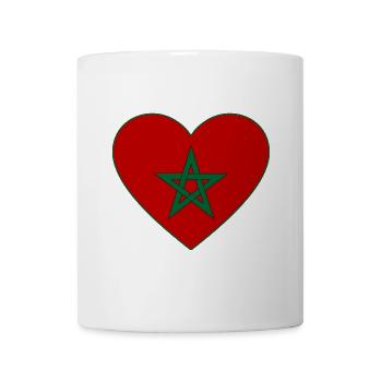 Marokko Flagge Herz - Tasse - Weiß - Vorne