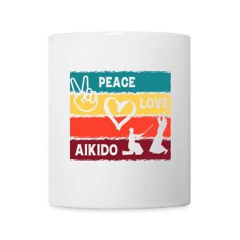 Frieden, Liebe, Aikido - Tasse - Weiß - Vorne
