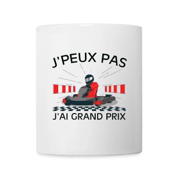 Ich kann nicht, ich habe ein Grand-Prix-Autorennen - Tasse - Weiß - Vorne