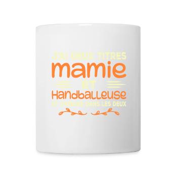 Zwei Titel Oma Handballerin, Handball, Großmutter - Tasse - Weiß - Vorne