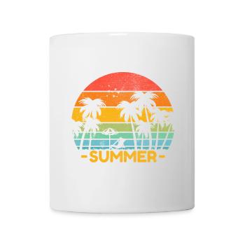 Retro Vintage Summer Palm Trees Beach Sun Sea - Mug - white - Front