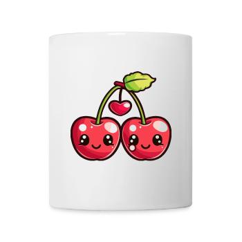 Cerises Couple Amour Coeur Bande Dessinée - Mug blanc - blanc - Devant