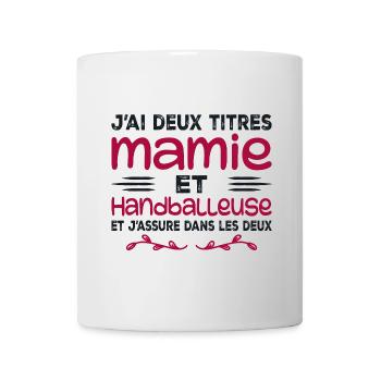 Zwei Titel Oma Handballerin, Handball, Großmutter - Tasse - Weiß - Vorne