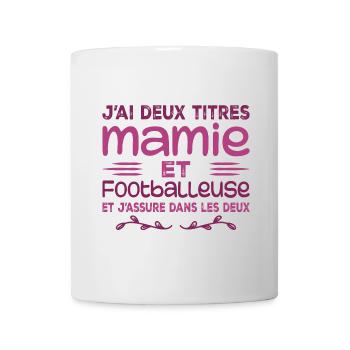 Zwei Titel Oma Fußballer, Großmutter, Fußball - Tasse - Weiß - Vorne