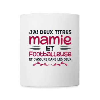 Zwei Titel Oma Fußballer, Großmutter, Fußball - Tasse - Weiß - Vorne