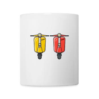 2 Scooter Scooter Scooterjaune rouge - Mug blanc - blanc - Devant
