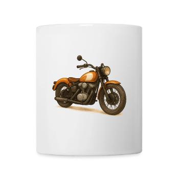 Moto vintage orange et crème stylisée - Mug blanc - blanc - Devant
