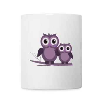 two owls purple plum lilac - Mug - white - Front