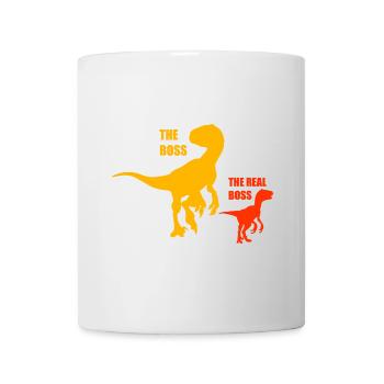 Vater, Sohn, Tochter, Dinosaurus - Tasse - Weiß - Vorne