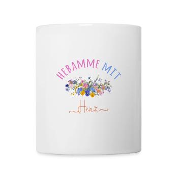 Hebamme mit Herz - personalisierbares Design - Tasse - Weiß - Vorne