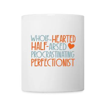 Halbherzige Perfektionisten - buntes Retro-Design - Tasse - Weiß - Vorne
