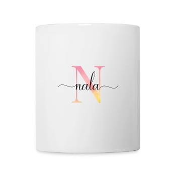 N | Monogramm | Name | Nala |Watercolor - Tasse - Weiß - Vorne