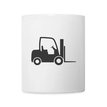 Symbol für Gabelstapler oder Gabelstapler. Logistisch - Tasse - Weiß - Vorne