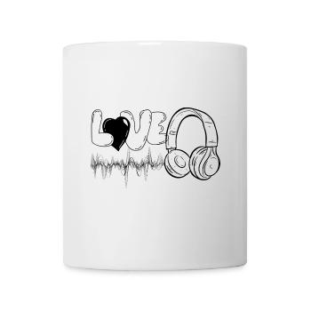 Minimalistisches Herz-Design – Liebe für Musik - Tasse - Weiß - Vorne